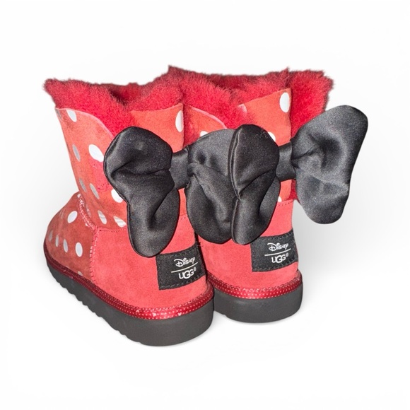 UGG Other - Disney Minnie Mouse UGG Red Polka Dot Boots Black Bows Rare Big Girls Size 4